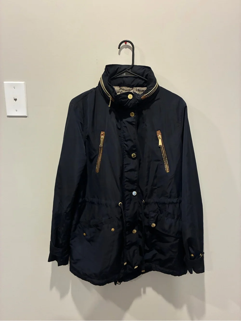 Michael Kors Navy Utility Jacket with Gold Hardware